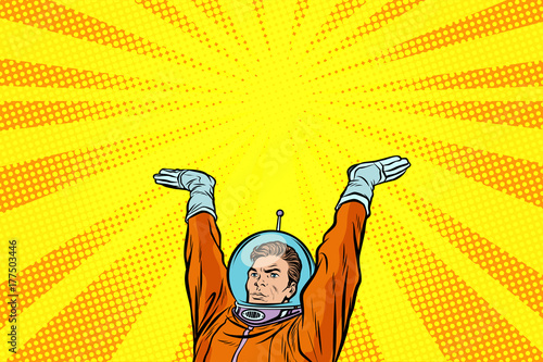template astronaut holding something on his hands