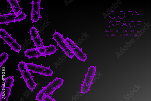 Microscope Disease cells set close up purple color illustration isolated glow on dark background