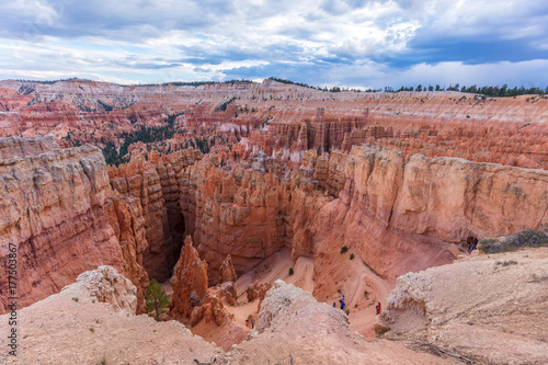 Spectacular view at the cliffs and cloud sky. Amazing mountain landscape. Breathtaking view of the canyon. Bryce Canyon National Park. Utah. USA © khomlyak