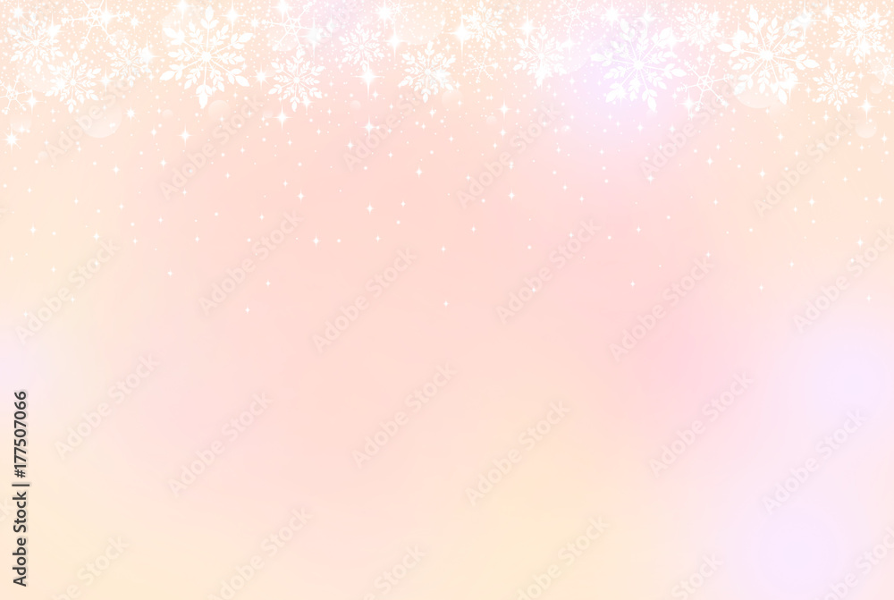 雪の結晶　クリスマス背景　ミックスカラー　オレンジ系