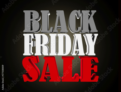 Black friday sale 3d text render isolated on black background