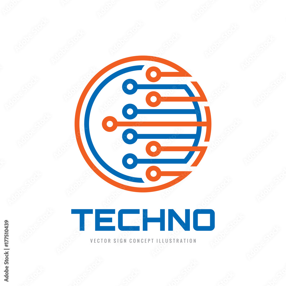 Fototapeta premium Techno - vector logo template concept illustration. Computer electronic chip creative sign. Modern technology symbol. Abstract design element. 