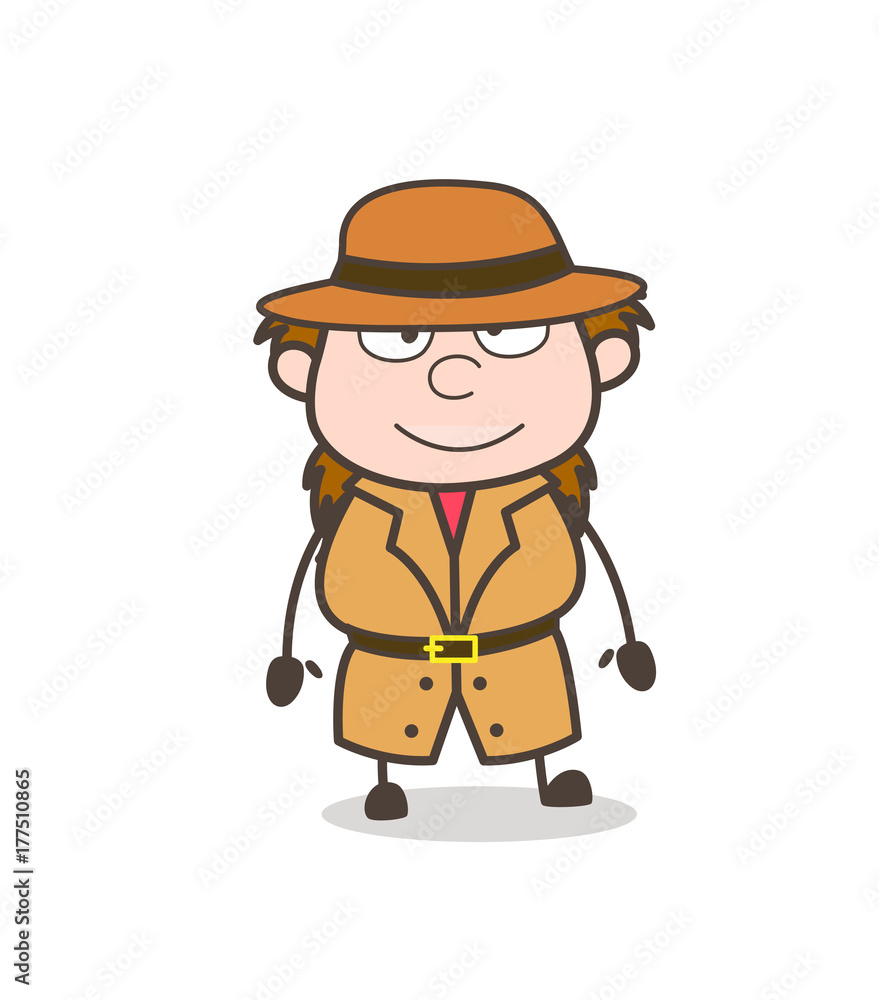 Slightly Smiling - Female Explorer Scientist Cartoon Vector Slightly Smiling - Female Explorer Scientist Cartoon Vector