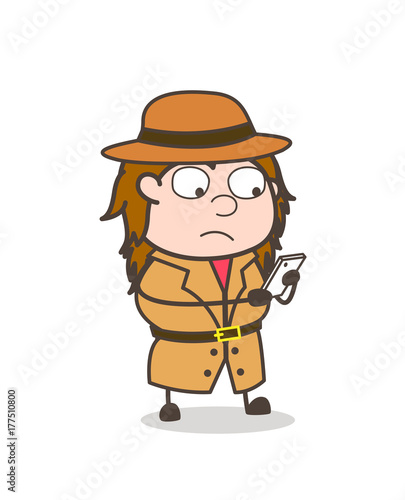 Reading Messages - Female Explorer Scientist Cartoon Vector