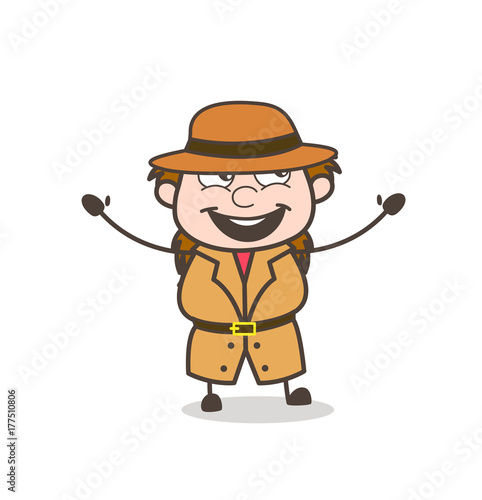 Laughing Loudly - Female Explorer Scientist Cartoon Vector