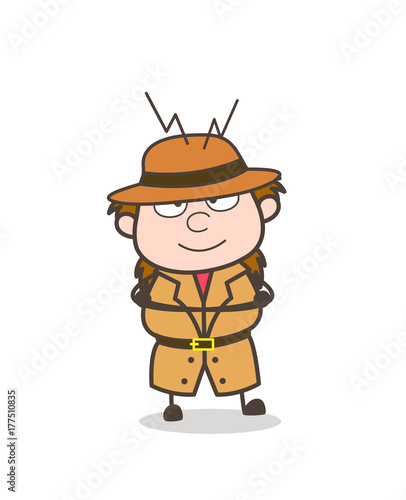 Smiling Face - Female Explorer Scientist Cartoon Vector