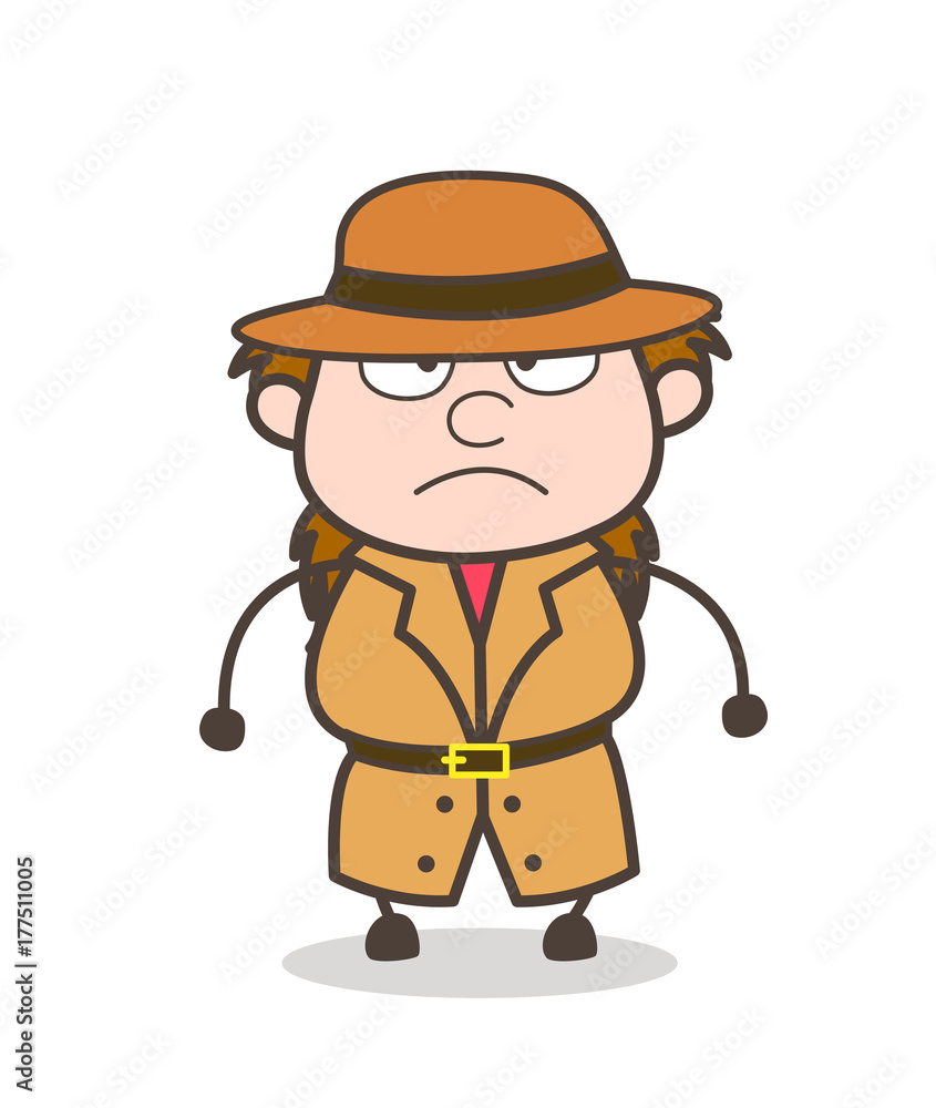 Angry Face - Female Explorer Scientist Cartoon Vector