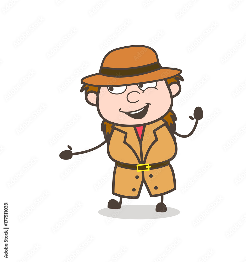 Happy Helping Hand - Female Explorer Scientist Cartoon Vector