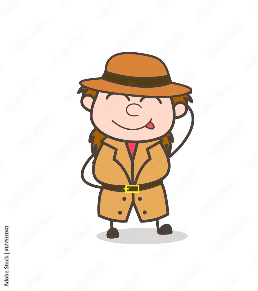 Shy Face - Female Explorer Scientist Cartoon Vector