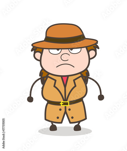 Angry Face - Female Explorer Scientist Cartoon Vector