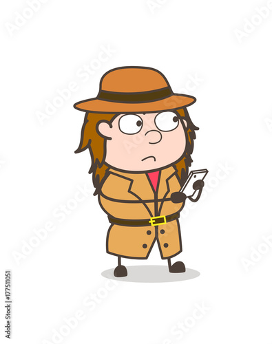 Worried After Reading Message - Female Explorer Scientist Cartoon Vector