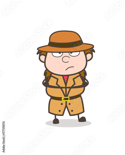 Sedate Face Expression - Female Explorer Scientist Cartoon Vector