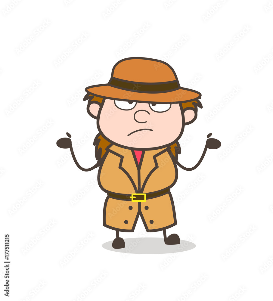 Confused and Worried Expression - Female Explorer Scientist Cartoon Vector Confused and Worried Expression - Female Explorer Scientist Cartoon Vector