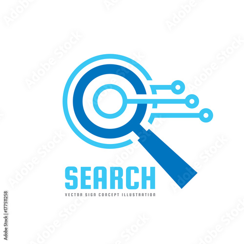SEO - Search Engine Optimization - vector logo template concept illustration. Abstract electronic technology creative sign. Magnifier sign. Lens icon. Design element. 
 Design element.