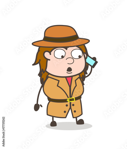 Telecommunication - Female Explorer Scientist Cartoon Vector