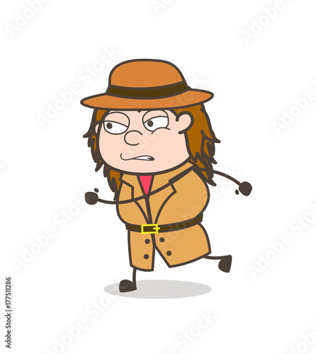 Running in Aggression - Female Explorer Scientist Cartoon Vector