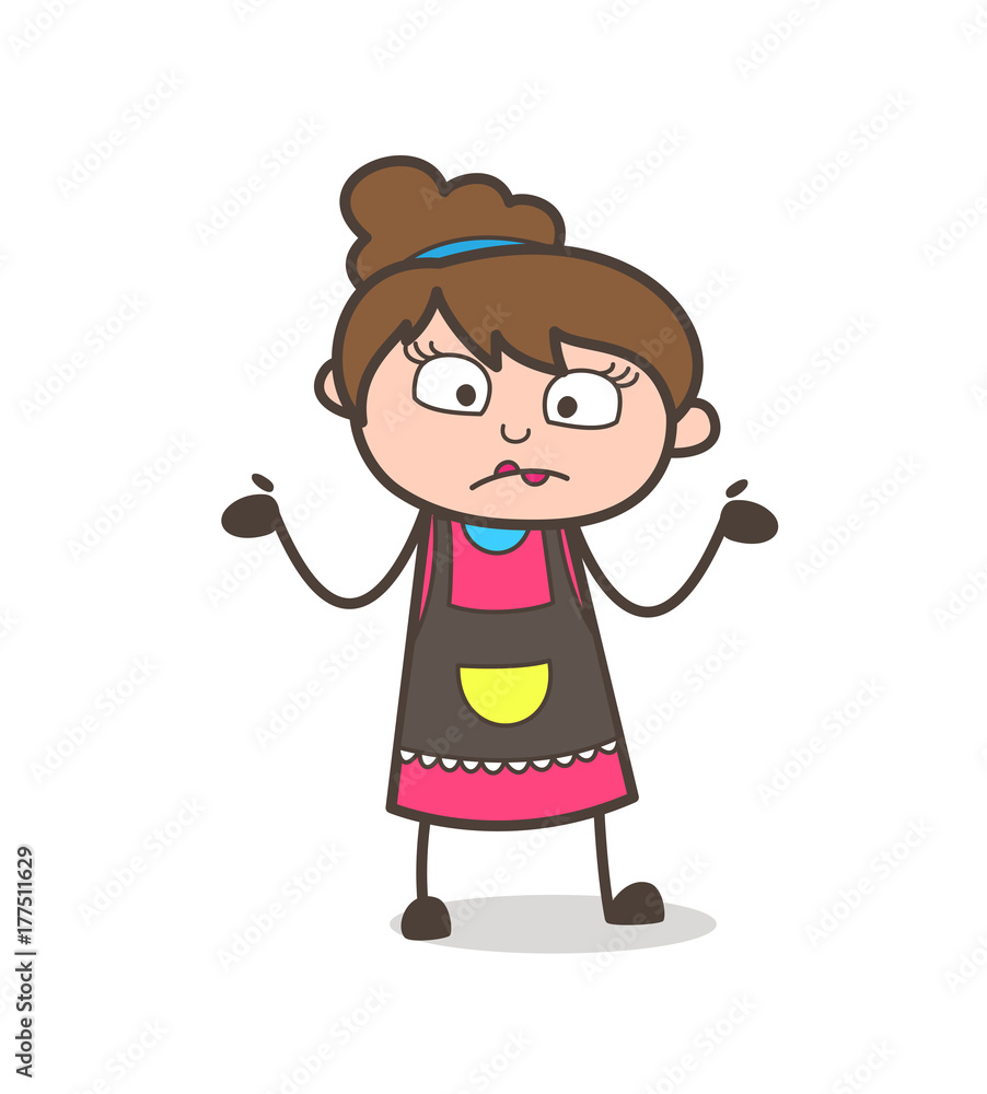 Surprised Face and Hand Gesture - Beautician Girl Artist Cartoon Vector Surprised Face and Hand Gesture - Beautician Girl Artist Cartoon Vector