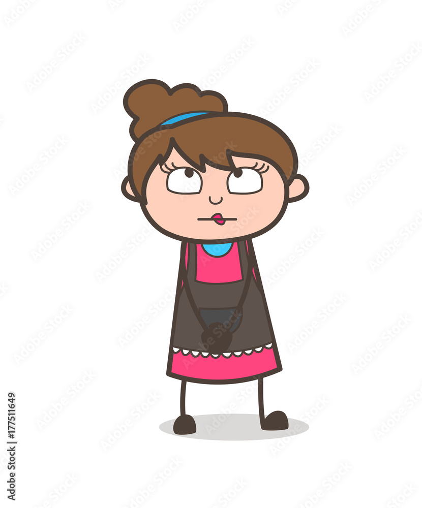 Thinking Face - Beautician Girl Artist Cartoon Vector Thinking Face - Beautician Girl Artist Cartoon Vector