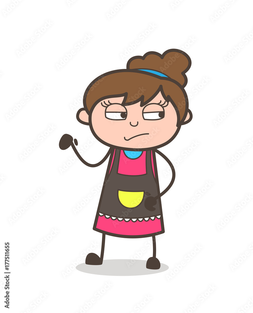 Unamused Face Expression - Beautician Girl Artist Cartoon Vector Unamused Face Expression - Beautician Girl Artist Cartoon Vector