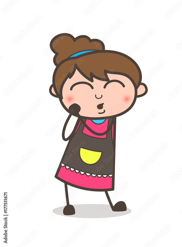 Cute Blushing Expression - Beautician Girl Artist Cartoon Vector Cute Blushing Expression - Beautician Girl Artist Cartoon Vector