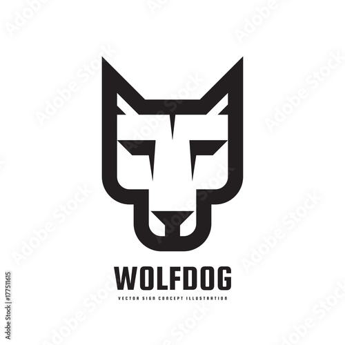 Wolf or dog head - vector logo template concept illustration. Wilde animal graphic sign. Design element.