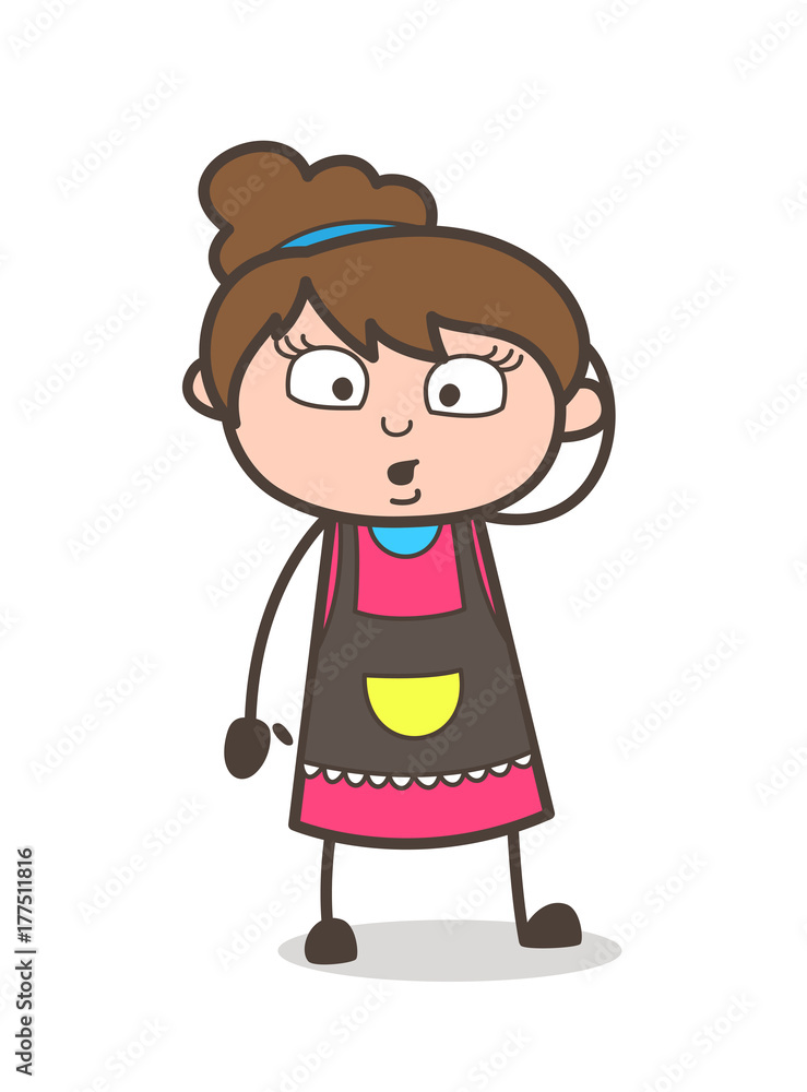 Hushed Face Expression - Beautician Girl Artist Cartoon Vector