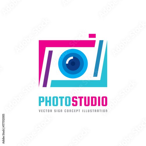 Photo studio - vector logo template concept illustration. Photo camera creative sign. Abstract design element. 