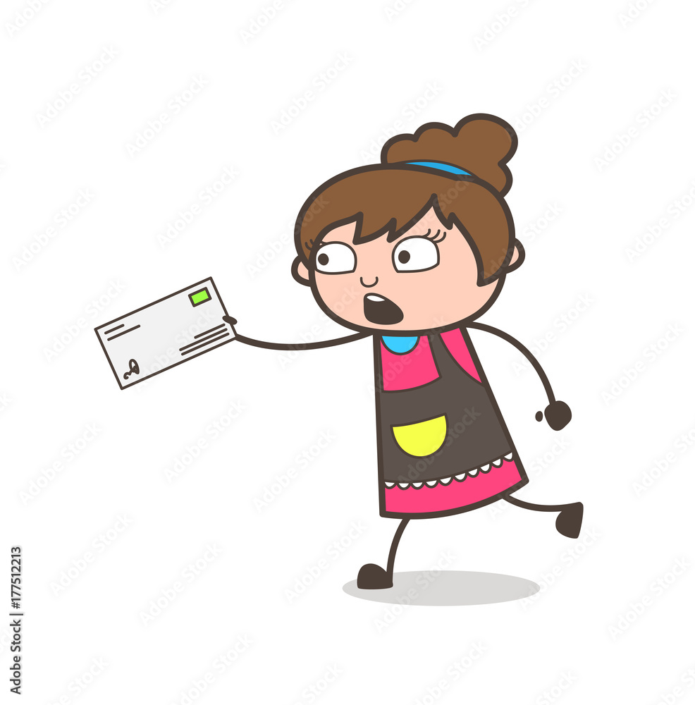 Running with Letter to Deliver - Beautician Girl Artist Cartoon Vector Running with Letter to Deliver - Beautician Girl Artist Cartoon Vector