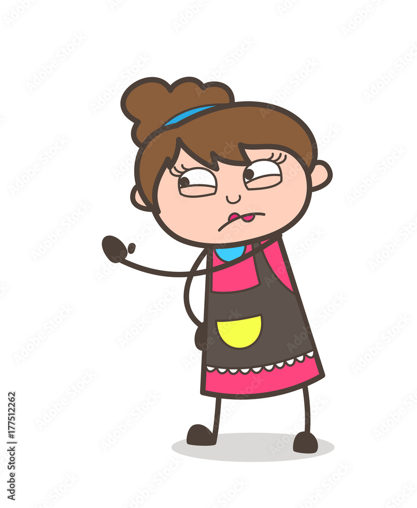 Showing Hand in Aggression - Beautician Girl Artist Cartoon Vector Showing Hand in Aggression - Beautician Girl Artist Cartoon Vector