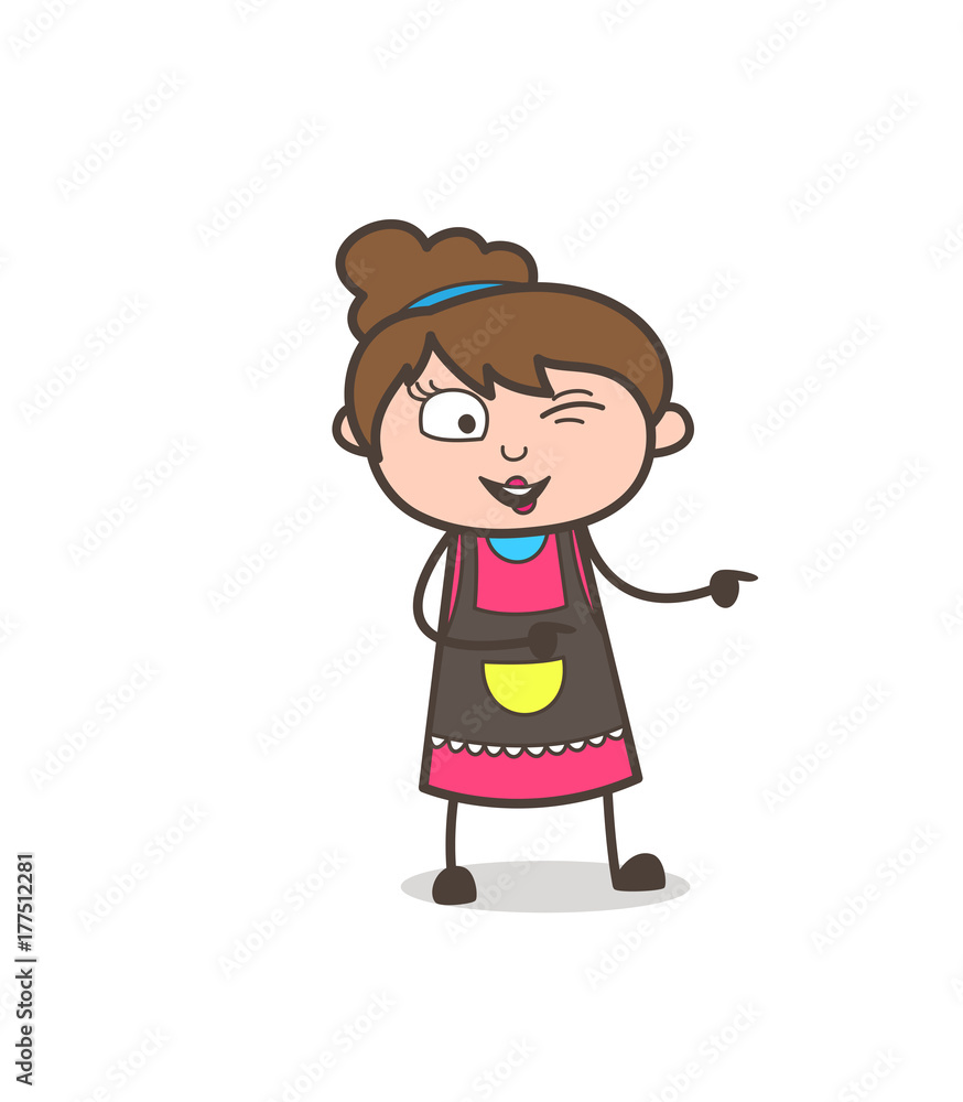 Laughing with Pointing Finger - Beautician Girl Artist Cartoon Vector