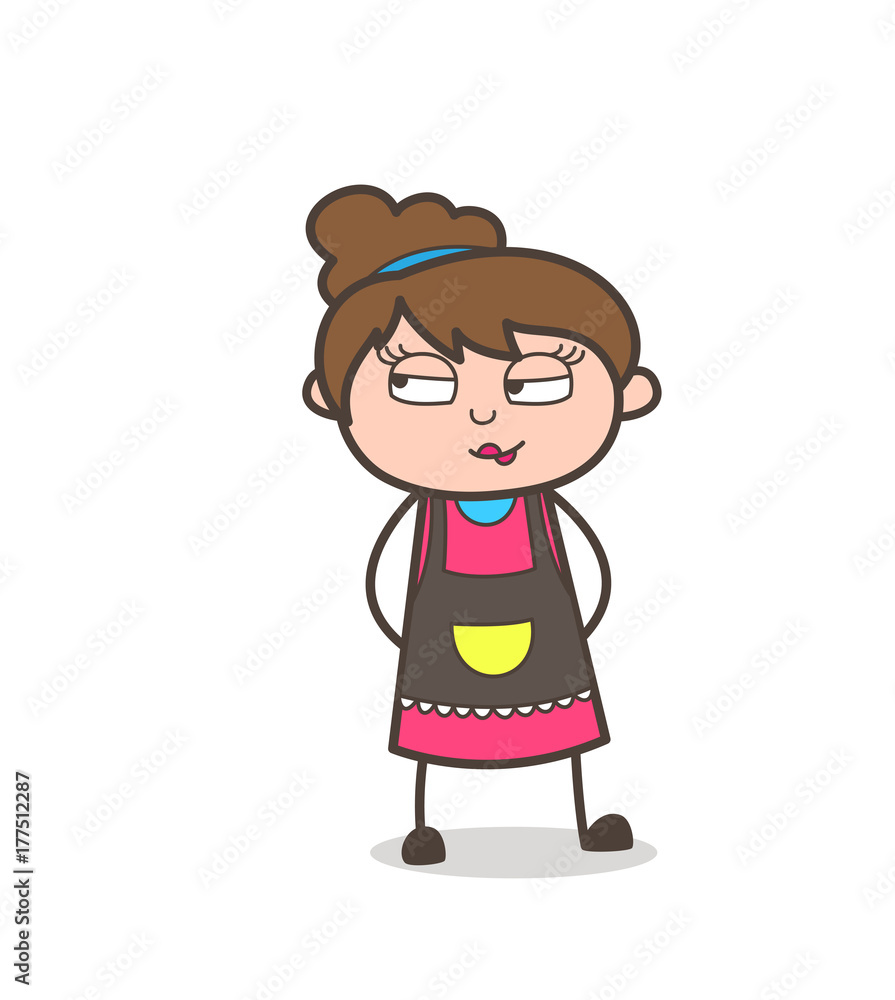 Cunning Face Expression - Beautician Girl Artist Cartoon Vector Cunning Face Expression - Beautician Girl Artist Cartoon Vector