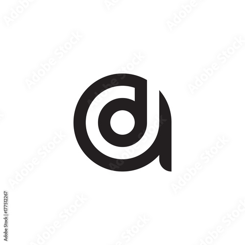 initial letter ad, da, d inside a, linked line circle shape logo, monogram black color