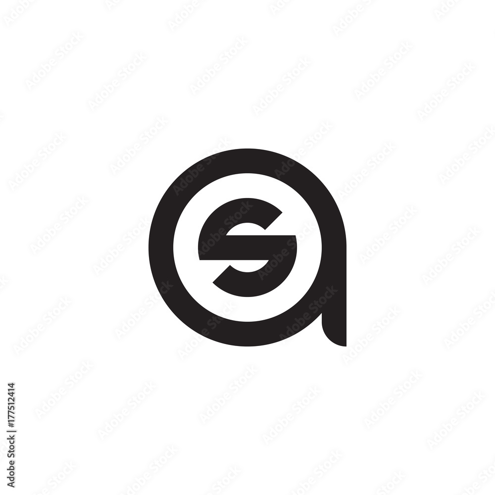 initial letter as, sa, s inside a, linked line circle shape logo, monogram black color initial letter as, sa, s inside a, linked line circle shape logo, monogram black color