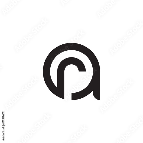 initial letter ar, ra, r inside a, linked line circle shape logo, monogram black color