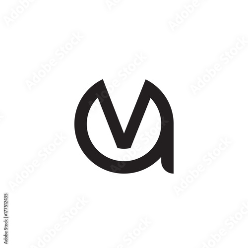 initial letter av, va, v inside a, linked line circle shape logo, monogram black color