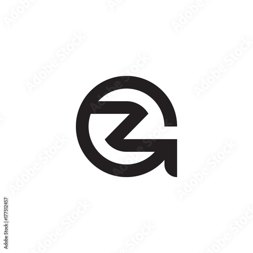 Free Download initial letter az, za, z inside a, linked line circle shape logo, monogram black color - GFXLoad