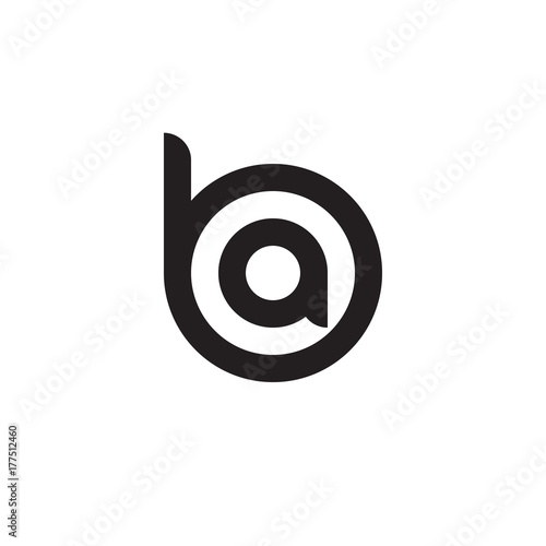 initial letter ba, ab, a inside b, linked line circle shape logo, monogram black color