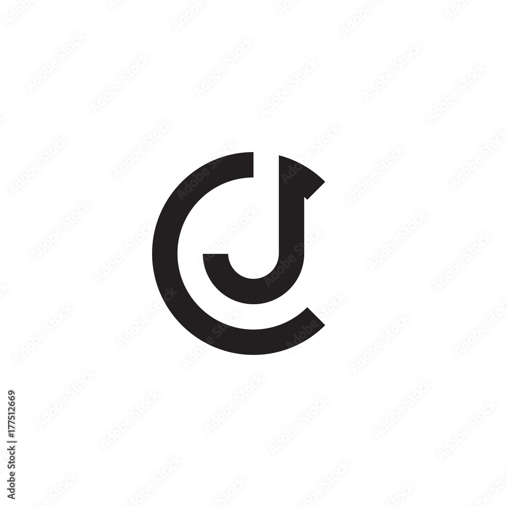 Initial letter cj, jc, j inside c, linked line circle shape logo, monogram black color Initial letter cj, jc, j inside c, linked line circle shape logo, monogram black color