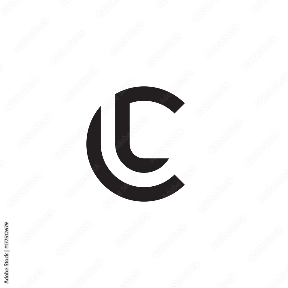Initial letter cl, lc, l inside c, linked line circle shape logo, monogram black color Initial letter cl, lc, l inside c, linked line circle shape logo, monogram black color