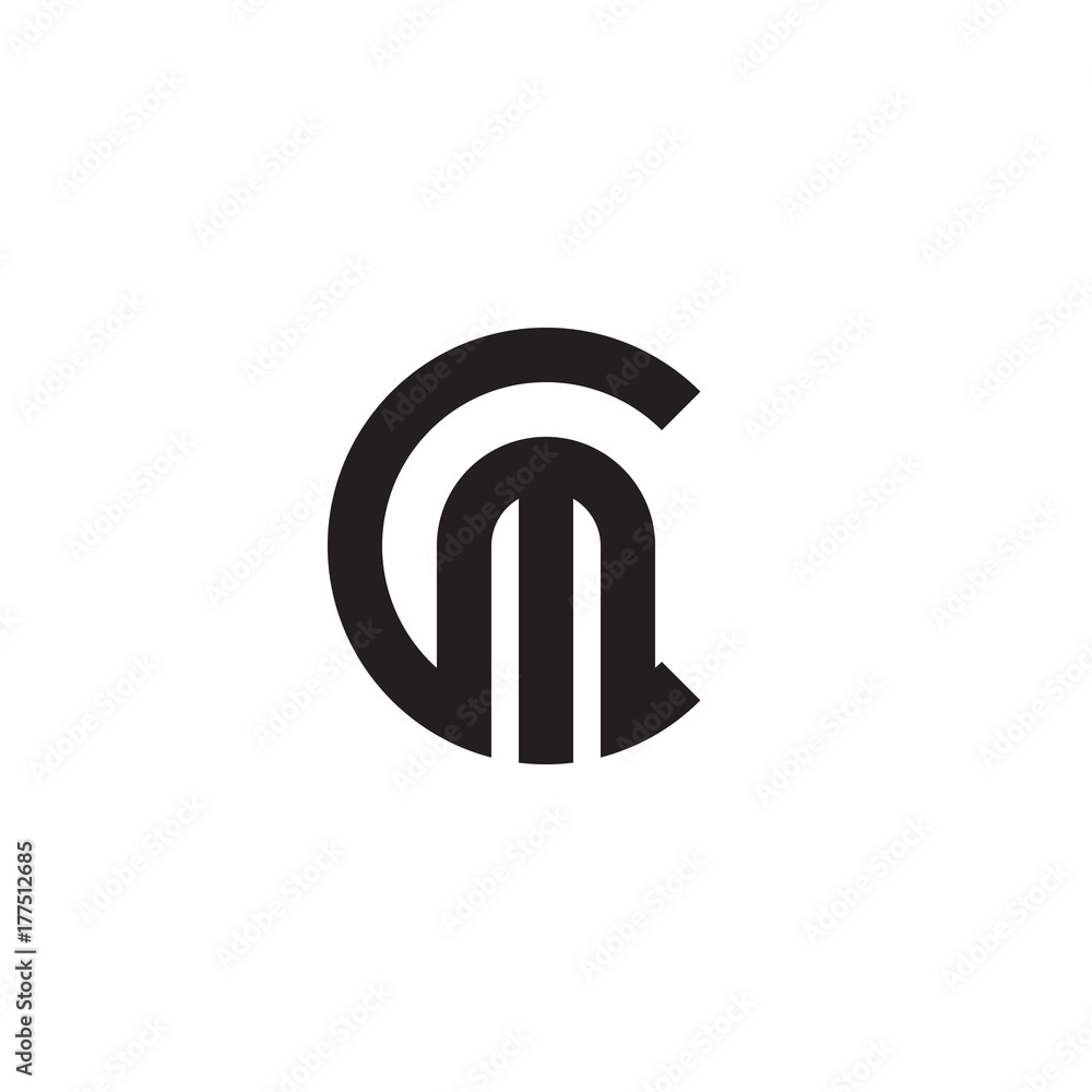 Initial letter cm, mc, m inside c, linked line circle shape logo, monogram black color Initial letter cm, mc, m inside c, linked line circle shape logo, monogram black color