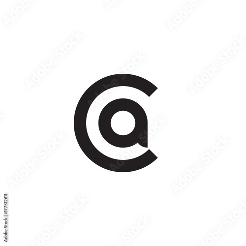 Initial letter ca, ac, a inside c, linked line circle shape logo, monogram black color