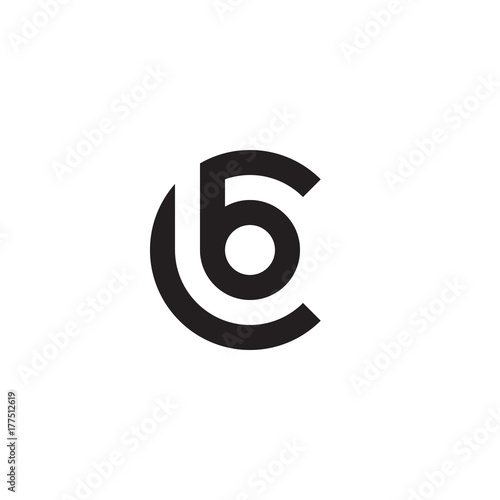 Initial letter cb  bc  b inside c  linked line circle shape logo  monogram black color
