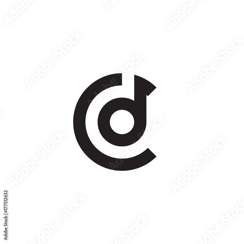 Initial letter cd  dc  d inside c  linked line circle shape logo  monogram black color