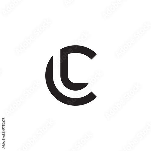 Initial letter cl, lc, l inside c, linked line circle shape logo, monogram black color
