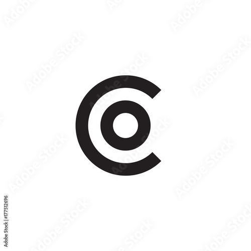 Initial letter co, oc, o inside c, linked line circle shape logo, monogram black color