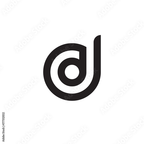 Initial letter dd, d inside d, linked line circle shape logo, monogram black color