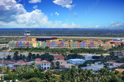 Colorful Row of Buildings along Bonaire Runway