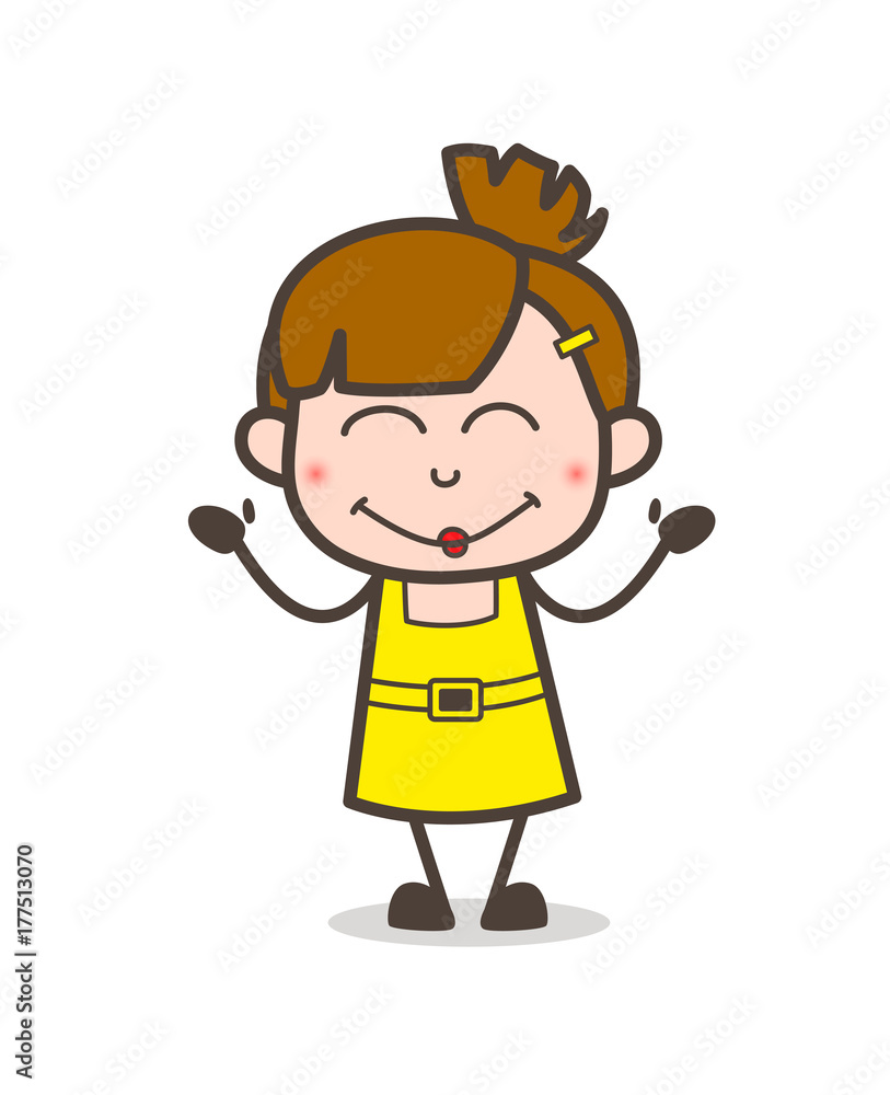 Smiling Kid Shy Face - Cute Cartoon Girl Vector Smiling Kid Shy Face - Cute Cartoon Girl Vector