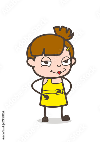 Lovely Kid Smiling Face - Cute Cartoon Girl Vector