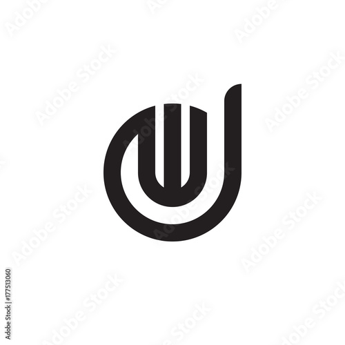 Initial letter dw, wd, w inside d, linked line circle shape logo, monogram black color photo